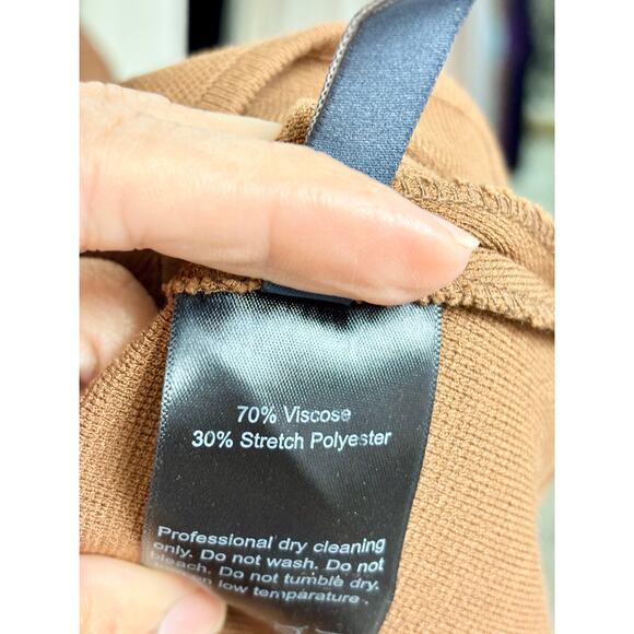 Zeynep Arcay Stretch-Knit Long Sleeve Sweetheart Neck Bodysuit Brown Women's 4 - Picture 6 of 6